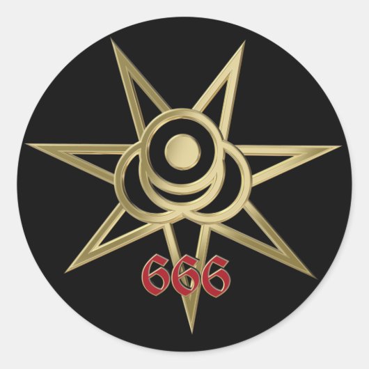 occult symbool septagram ronde sticker (Voorkant)