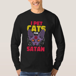 Occulte en Satanische Pentagram Baphomet Cat Satan T-shirt
