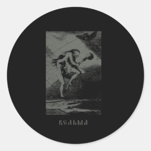 Occulte Russische heks Baba Jaga Slavische horror  Ronde Sticker