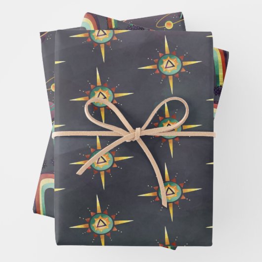 occulte zonneplanet en regenboog inpakpapier vel (In situ)