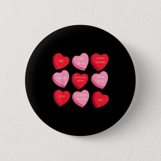Occupational Therapy Heart Candy Valentine Day Ot  Ronde Button 5,7 Cm (Voorkant)
