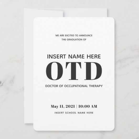 Occupational Therapy OTD Afstuderen aankondiging (Voorkant)