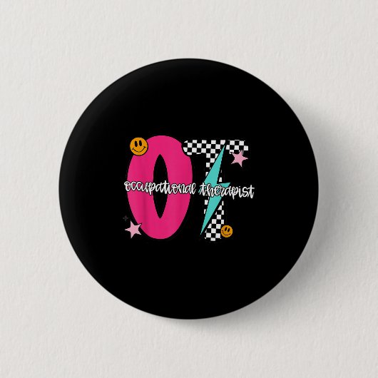 Occupational Therast Retro Checkered Ot Graduation Ronde Button 5,7 Cm (Voorkant)