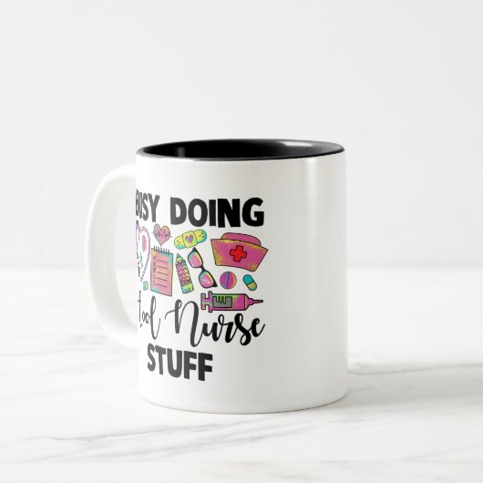 Occupé Doing Cool Infirmière Stuff Mug (Devant gauche)