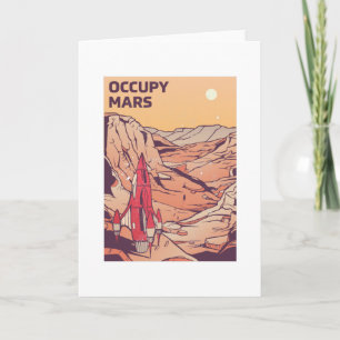 Occupy Mars Retro Space Rocket Gift Kaart