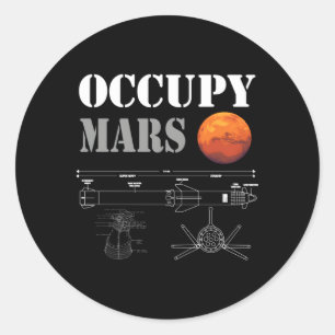 Occupy Mars Starship Rocket Ronde Sticker