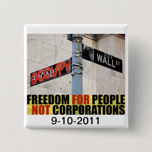 Occupy Wall Street Vierkante Button 5,1 Cm (Voorkant)