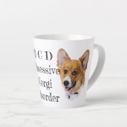 OCD : Corgi Obsessive Trouble Latte Mug (Angle droit)