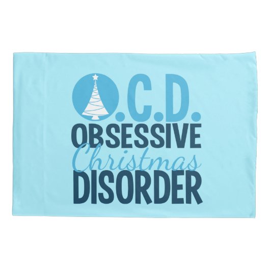 OCD Kerstmis (blauw) Kussensloop (Achterkant)