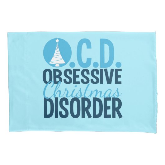 OCD Kerstmis (blauw) Kussensloop (Voorkant)