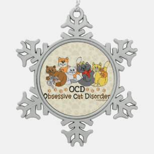 OCD obsessieve kat stoornis Tin Sneeuwvlok Ornament