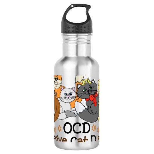 OCD obsessieve kat stoornis Waterfles (Voorkant)