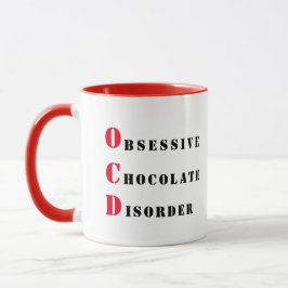 OCD - Rood- en zwarte Obsessieve Chocolade Disorde Mok
