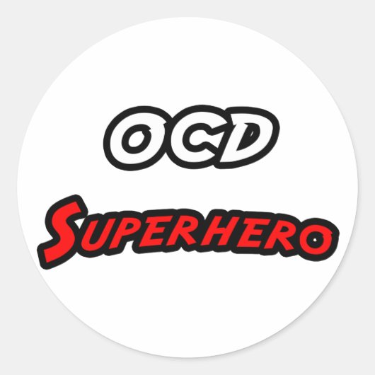 OCD Superheld Ronde Sticker (Voorkant)