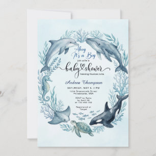Ocea Babyshower Uitnodiging Walvis Dolfijn