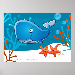 Oceaan Aquatische Lieve Walvis Zeester Poster