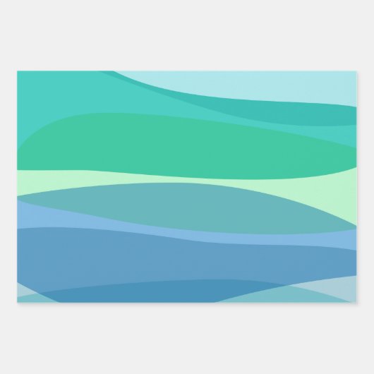 Oceaan Blauw en Groen Abstracte Vormen Esthetisch Inpakpapier Vel (Voorkant 2)