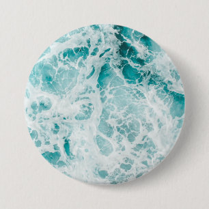 Oceaan Blauwe Golven Ronde Button 7,6 Cm
