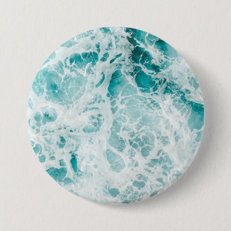 Oceaan Blauwe Golven Ronde Button 7,6 Cm