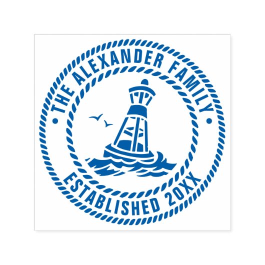 Oceaan Boei Meeuwen Familie Naam Datum Opgericht T Zelfinktende Stempel (Design)