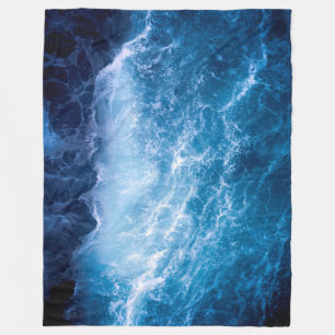 Oceaan - Donkere blauwe golven Fleece Deken