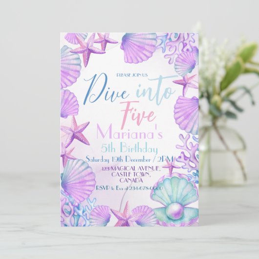 Oceaan Duik in de vijf meisjes verjaardagsfeestje Kaart (Staand voorkant)