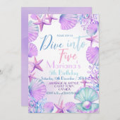 Oceaan Duik in de vijf meisjes verjaardagsfeestje Kaart (Voorkant / Achterkant)