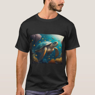 Oceaan Eenzaamheid: Een Schildpad's Onderwater Dro T-shirt