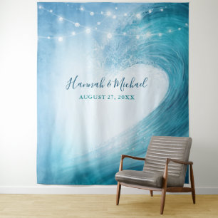 Oceaan Elegante Strand Bruiloft Achtergrond Wandta Wandkleed