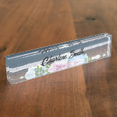 Oceaan en aanraking van Floral Naambordje (Zijkant)