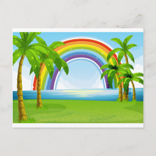 Oceaan en regenboog briefkaart