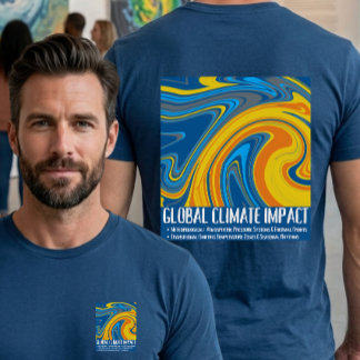Oceaan- en weerpatronen in vloeibare marmerkunst t-shirt
