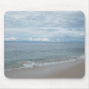 Oceaan en zand strand tinten blauw muismat