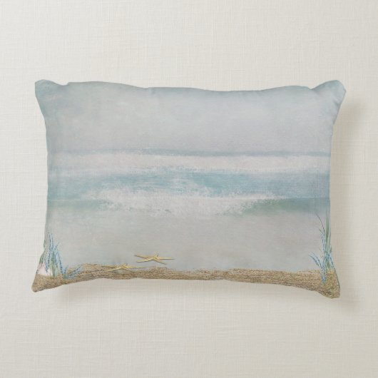 oceaan en zeester op strandbruiloft accent kussen (Achterkant)