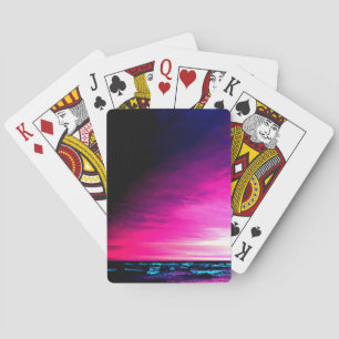 Oceaan en zonsondergang, kleurrijk en vreedzaam pokerkaarten