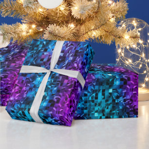 Oceaan Glamour Blauw en Roze Glitters Cadeaupapier