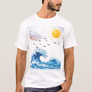 Oceaan Golf – Blauwe Zee Surf Kunst T-shirt