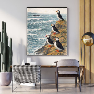 Oceaan golven natuur illustratie poster