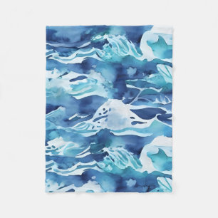 Oceaan golven Teal waterverf Aqua blauw Fleece Deken