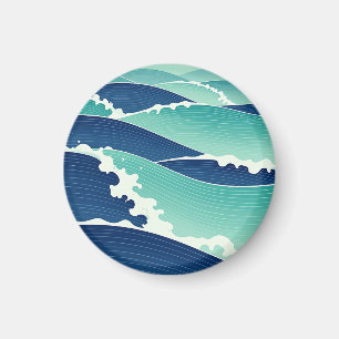 Oceaan golven turquoise Japanse stijl Magneet