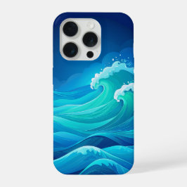 Oceaan Golven Turquoise Marineblauw Zee Kunst iPhone 15 Pro Hoesje