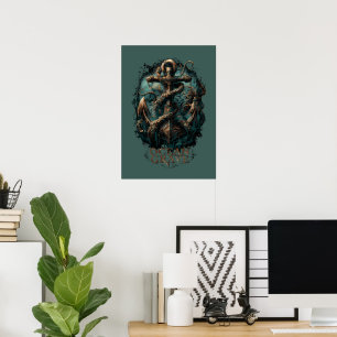 Oceaan Graf Kraken Anker Donkere Fantasie Poster