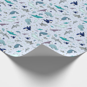 Oceaan in Blauw Cadeaupapier