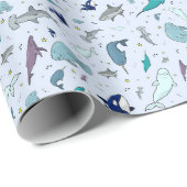 Oceaan in Blauw Cadeaupapier (Rol Hoek)