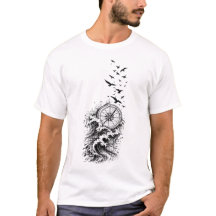Oceaan Kompas Vogels Golf T-Shirt