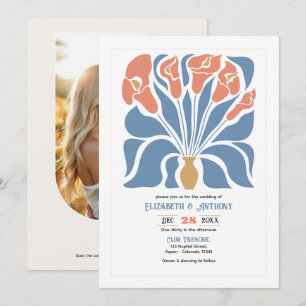 Oceaan & Koraal Zand Abstract Bloemige Boho Bruilo Kaart