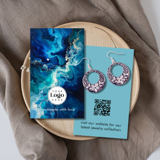 Oceaan Logo QR Code Sieraden Oorbellen Displaykaar Visitekaartje