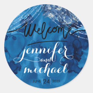 Oceaan marine ombre blauwe welkom ronde sticker
