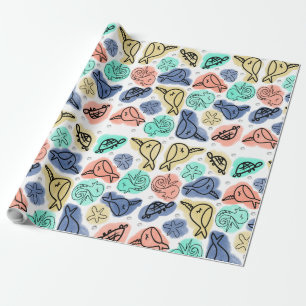 Oceaan Narwal Zeepaardje Schildpad Doodles Cadeaupapier
