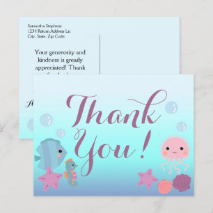 Oceaan onder de zee Dier Baby Shower Bedankt Briefkaart